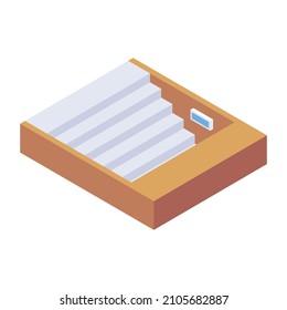 Basement Steps In Isometric Icon, Editable Vector 

