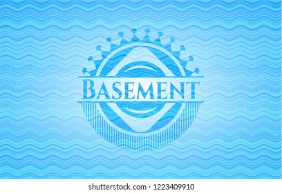Basement water wave badge background.