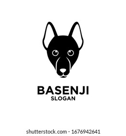 Basenji dog head black logo icon design vector