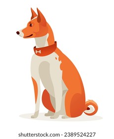 Basenji dog isolated on a white background. Cartoon vector illustration