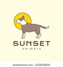 basenji dog pets plating sunset colorful mascot modern logo icon vector illustration