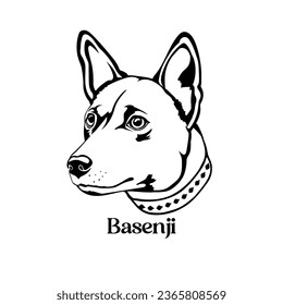 Basenji Dog silhouette. Dog face Dog monogram, Breed of dogs