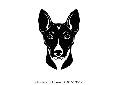 Basenji Mix Head Silhouette Vector Design