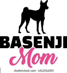 Basenji mom in pink with silhouette