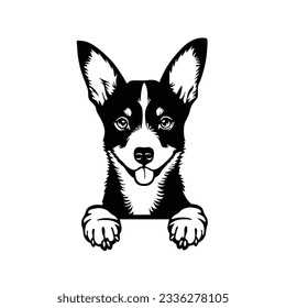 Vector de Perro de Peeking de Basenji, Archivo de corte de Perro de Peeking, Láser de Cricket