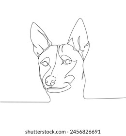 basenji, Zande dog, bongo terrier, hunting dog one line art. Continuous line drawing of friend, dog, doggy, friendship, care, pet, animal, family, canine.