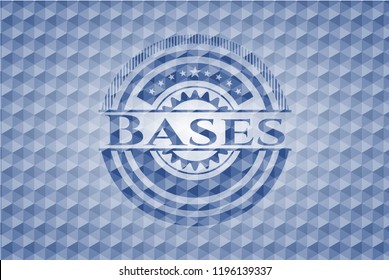 Bases blue badge with geometric pattern background.