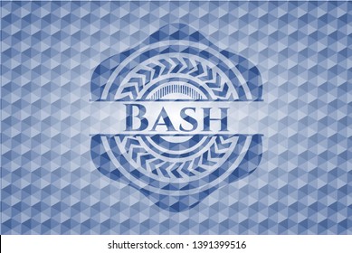Bash blue badge with geometric background. Vector Illustration. Detailed.