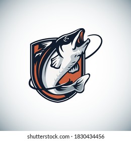 Plantilla de diseño del logotipo de pesca de bash
