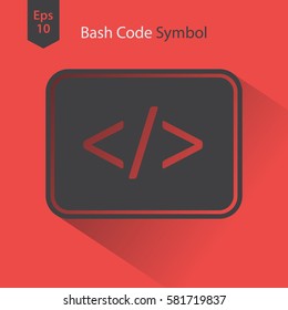 Bash Flat Icon. Simple Sign Of Application Programming. Symbol Of Punctuation Marks. Vector Illustration. 