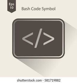 Bash Flat Icon. Simple Sign Of Application Programming. Symbol Of Punctuation Marks. Vector Illustration. 