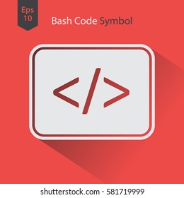 Bash Flat Icon. Simple Sign Of Application Programming. Symbol Of Punctuation Marks. Vector Illustration. 