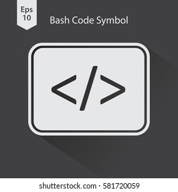 Bash Flat Icon. Simple Sign Of Application Programming. Symbol Of Punctuation Marks. Vector Illustration. 