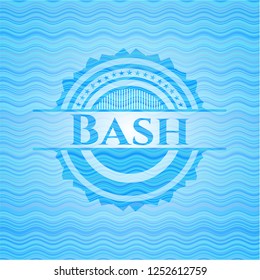 Bash water wave representation badge background.