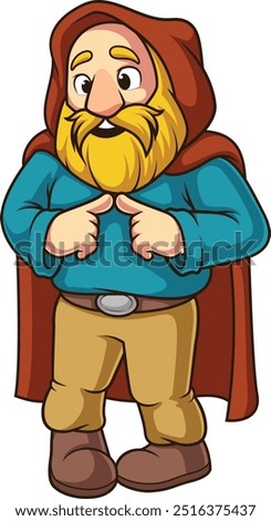 Bashful dwarf with red cape vector illustration