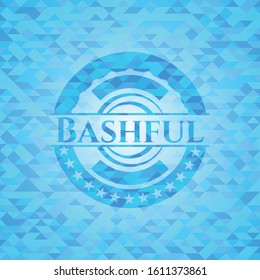 Bashful light blue emblem. Mosaic background