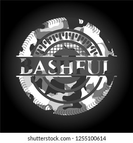 Bashful on grey camouflage pattern