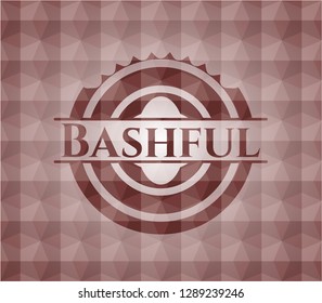 Bashful red geometric pattern emblem. Seamless.