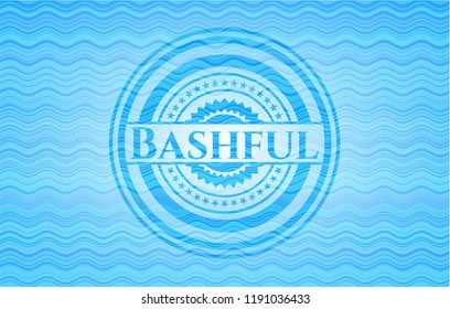 Bashful sky blue water wave style badge.