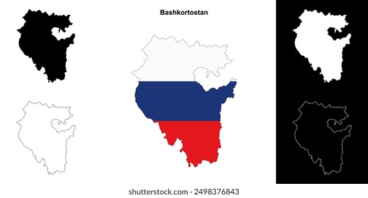 Bashkortostan blank outline map set