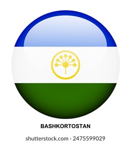 Botón de la bandera de BASHKORTOSTAN sobre fondo blanco