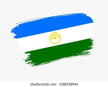 Bashkortostan flag made in textured brush stroke. Patriotic country flag on white background
