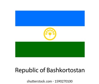 Bashkortostan flag, Russian federation territory. Ethnic Russia country flag .