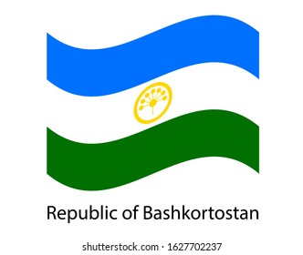 Bashkortostan flag, Russian federation territory. Ethnic Russia country flag. Flag in the wind