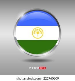 Bashkortostan flag, shiny, glossy metal vector badge
