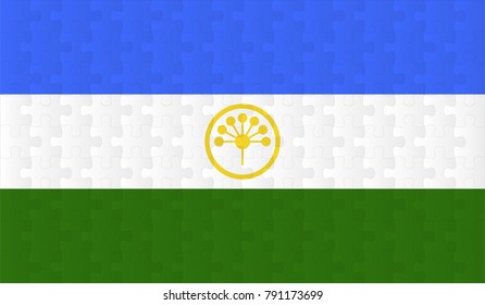 Bashkortostan Flag. Vector image of Bashkortostan Flag 144 pieces of jigsaw puzzles Vector eps 10 illustration.
