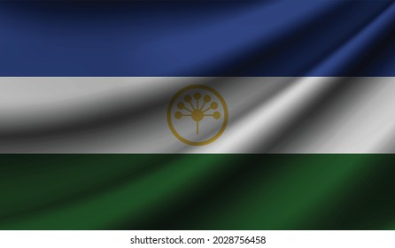 Bashkortostan flag waving. Background for patriotic and national design. Vector illustration