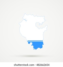 Bashkortostan map in Altai Republic flag colors, editable vector.