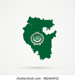 Bashkortostan map in Arab League flag colors, editable vector.