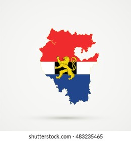 Bashkortostan map in Benelux flag colors, editable vector.