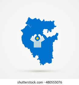 Bashkortostan map in Commonwealth of Independent States flag colors, editable vector.



