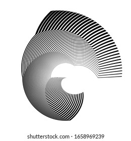 BasiAbstract spiral black white design element on white background of twist lines. Vector Illustration eps 10 for elegant business card, print brochure, flyer, banners, cover book, label, fabric