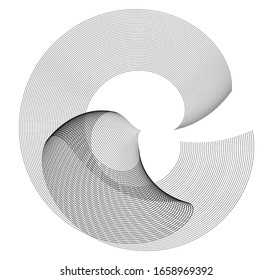 BasiAbstract spiral black white design element on white background of twist lines. Vector Illustration eps 10 for elegant business card, print brochure, flyer, banners, cover book, label, fabric