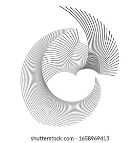 Elemento de diseño blanco negro en espiral base sobre fondo blanco de líneas de torsión. Ilustración vectorial 10 para tarjeta de visita elegante, folleto impreso, volante, banners, portada, etiqueta, tela