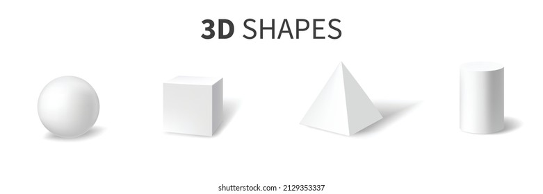 Basic 3d shapes template. Realistic with shadow. Perfect for school, study, designers Background HD illustration EPS10 design