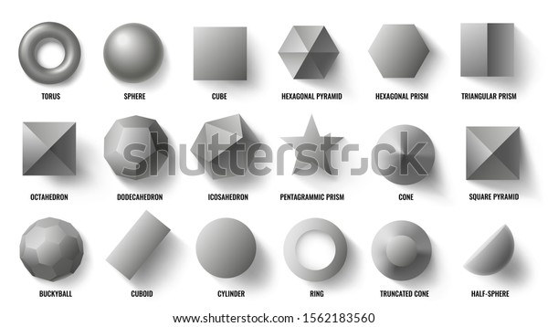 基本3dシェイプの上面図 リアルなピラミッド の形状 幾何多角形の図形 および六角形の記号コンセプト 数学ジオメトリのプリズム 球 および角錐の形状 分離型ベクターイラスト記号セット のベクター画像素材 ロイヤリティフリー