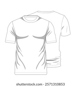 Basic 3d tee shirt flat sketch. 