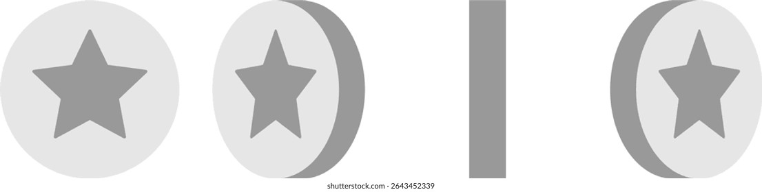 Basic 4-frame Rotating Silver Coin Sprite Sheet for Sprite Animation in Games and App UI. Vector Image.