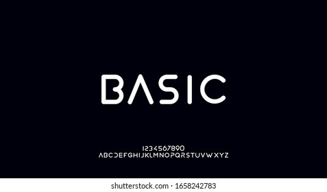 Basic, an Abstract technology futuristic alphabet font. digital space typography vector illustration design