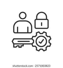 Basic access authentication, icon in line design. Basic access authentication, login, basic authentication method on white background vector. Basic access authentication editable stroke icon