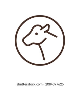 Basic animal, cow icon, symbol inside a circle. Vector illustration.
