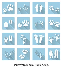 basic animal footprints flat shadow icon set eps10