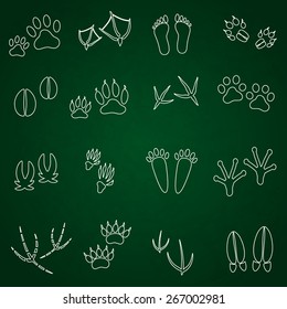 basic animal footprints outline icons set eps10