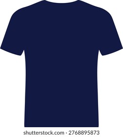 Basic apparel, plain navy blue t-shirt, short sleeves, crew neck, casual wear.