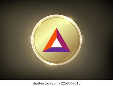 Basic Attention  Crypto logo banner .Basic Attention  cryptocurrency golden coin symbol  isolated on golden background