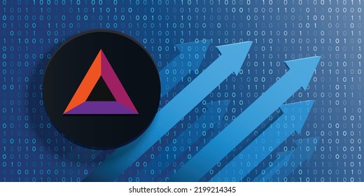 Basic Attention Token (BAT) crypto currency logo coin on futuristic financial technology background and banner vector illustration. Can be used as cover, header, backdrop, poster, and wallpaper